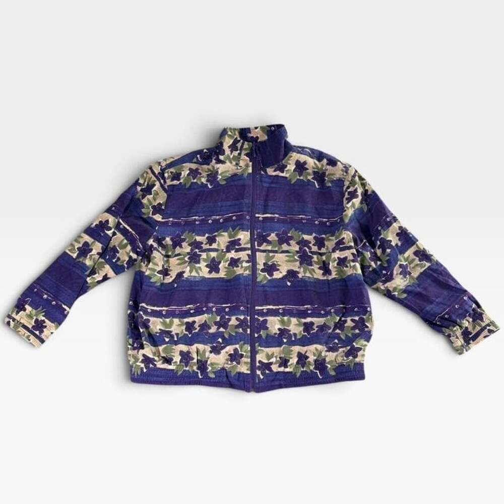 Draper's & Damon's Silk Floral Bomber Jacket Size PL Purple